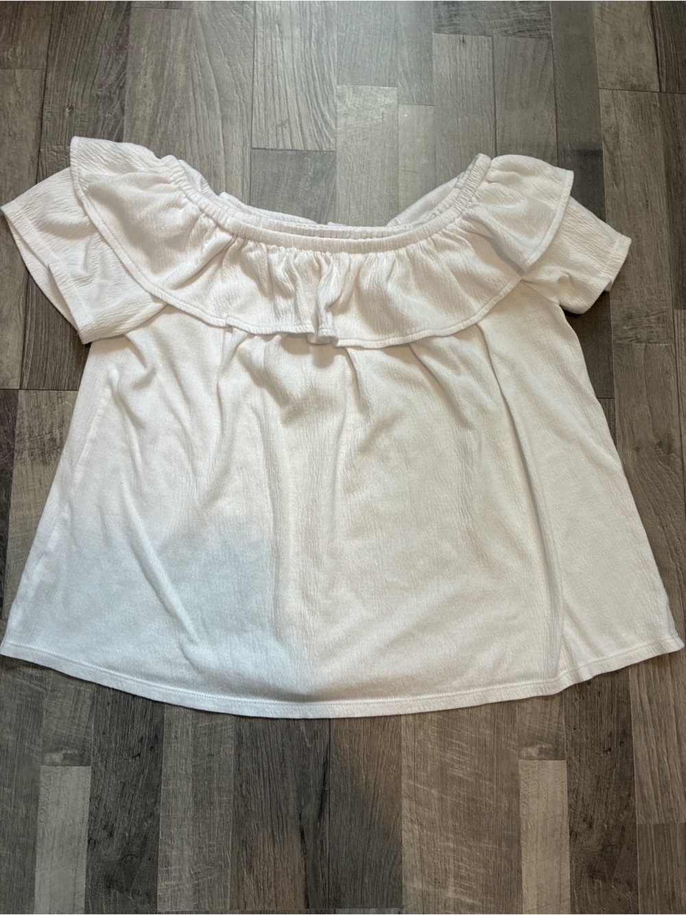 LOFT White Off-the-Shoulder Ruffle Top